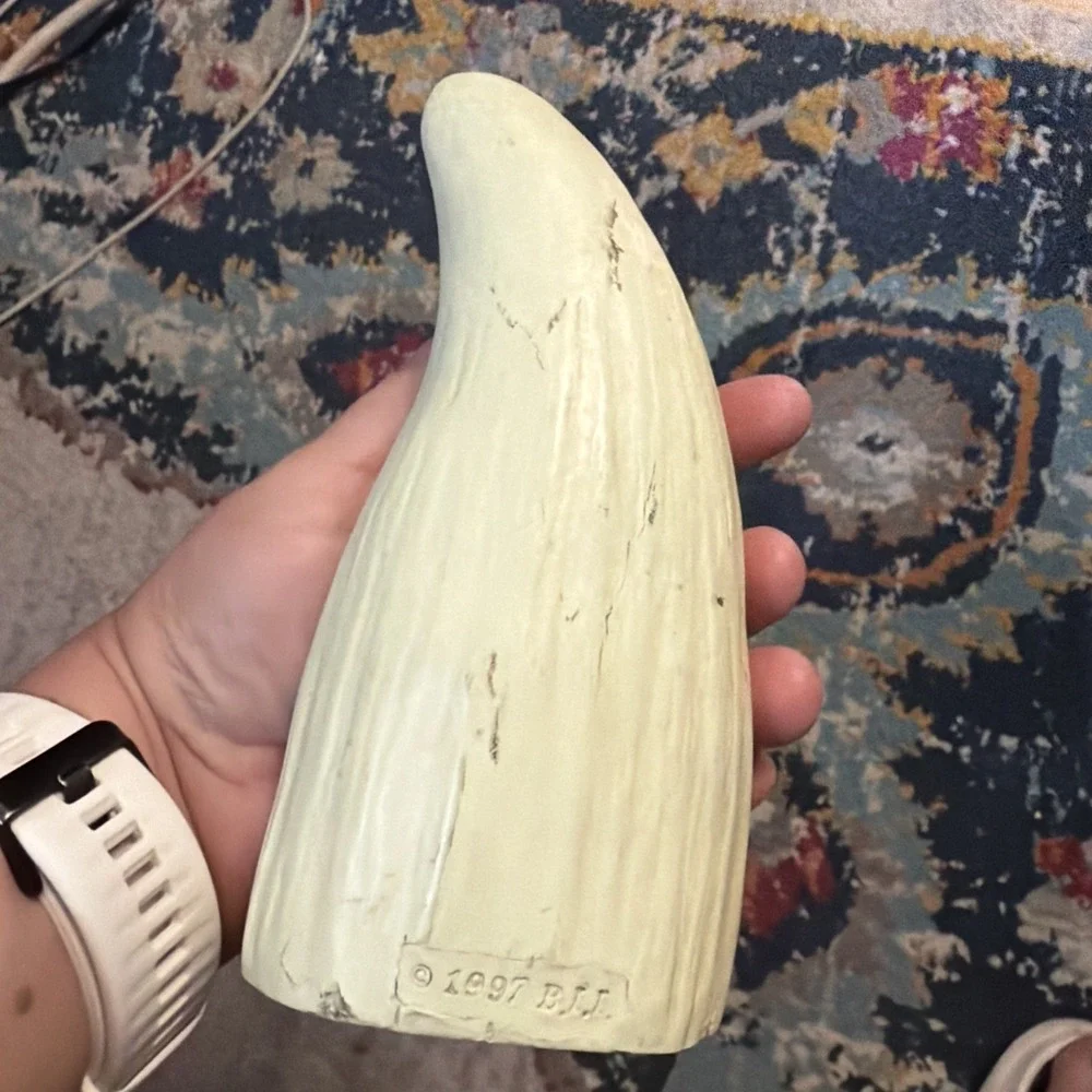Vintage Faux Whale Tooth with Carved Sailor Nautical Figurine 6